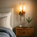 Load image into Gallery viewer, Sora Alabaster Brass Wall Sconce