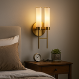 Load image into Gallery viewer, Sora Alabaster Brass Wall Sconce